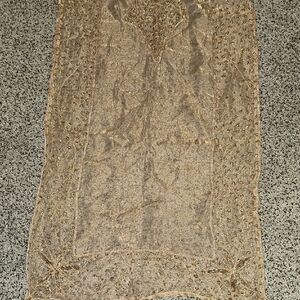 Three Hands Moroccan Vibe Elegant Gold Sheer Scarf / Table Runner